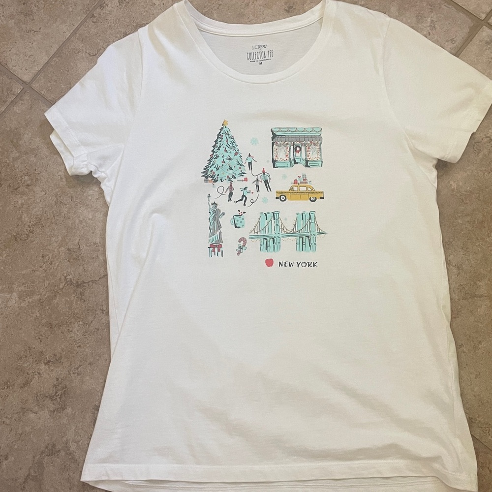J. Crew Holiday New York Graphic Tee in Cream and Green